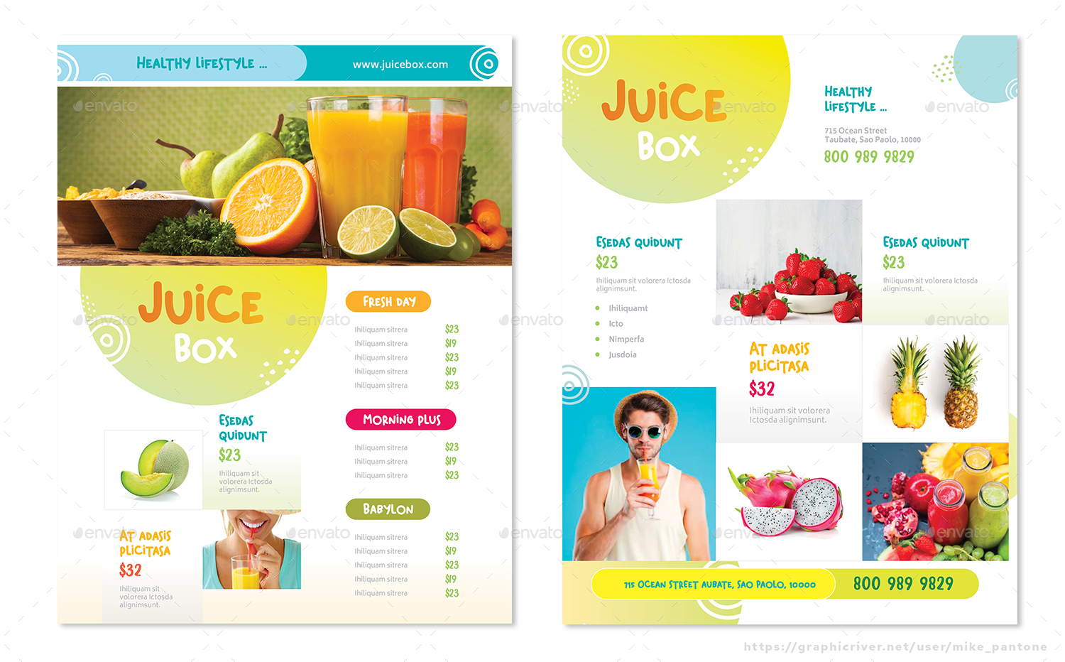 Healthy Drink Cafe Flyers 4 Options, Print Templates GraphicRiver